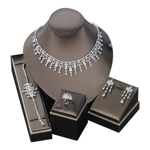Bridal Zircon 3A Necklace Earrings Set