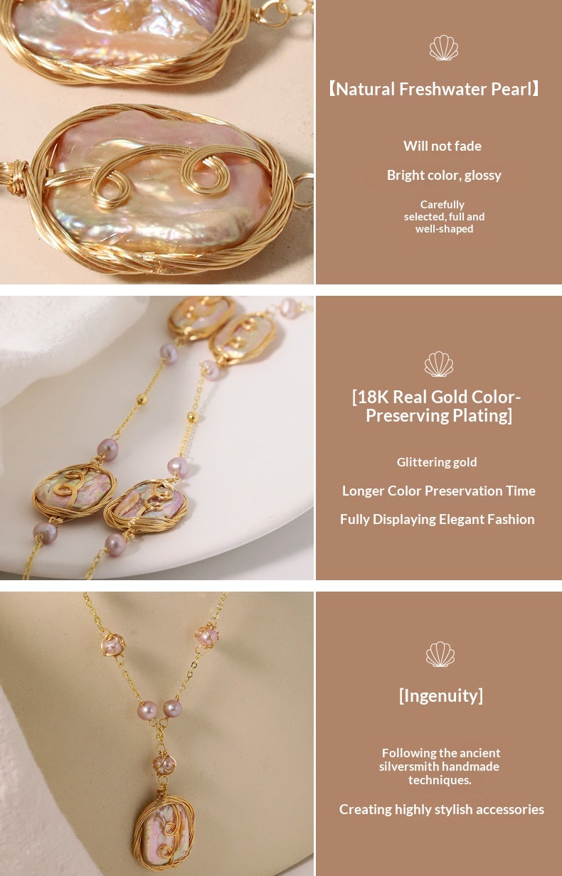 Irregular-Shaped Pearl Necklace - قلادة من اللؤلؤ غير منتظم الشكل