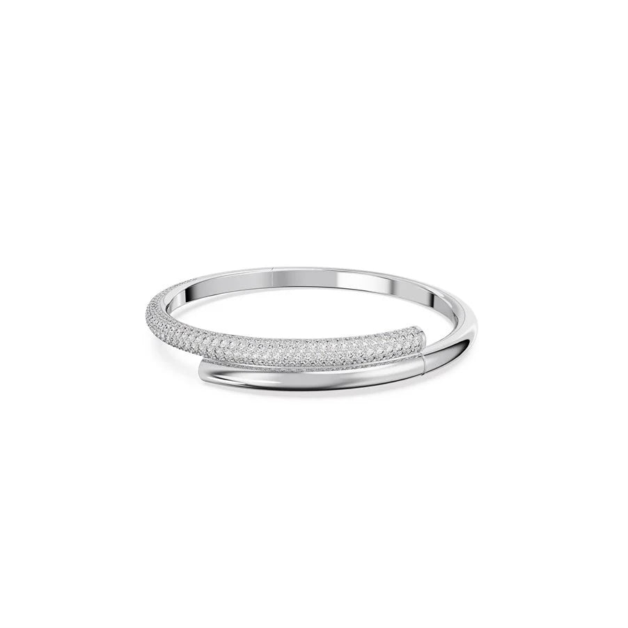 Silver ring with small stones on a white background