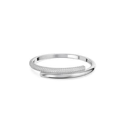 Silver ring with small stones on a white background