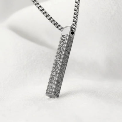 Silver pendant necklace on a white background