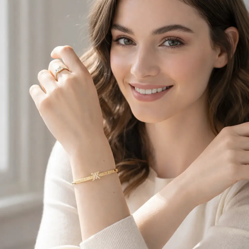Luxury LV-Inspired Crown Bangle