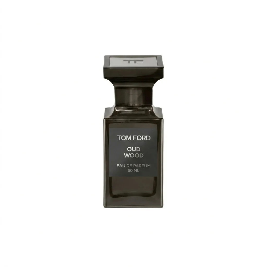 Tom Ford Oud Wood perfume bottle on a white background