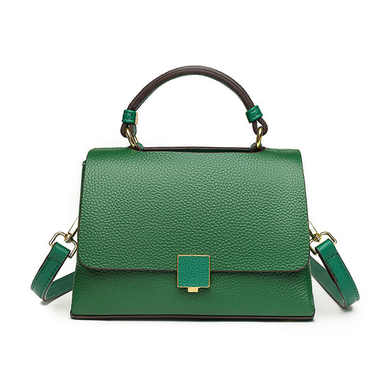 Elegant Green Leather Top Handle Crossbody Bag for Women