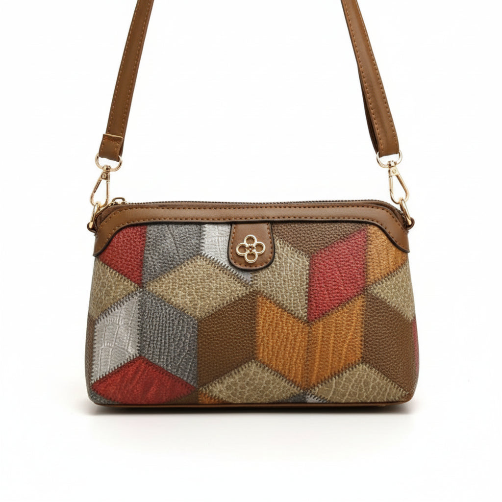 Bohemian Crossbody Bag with Geometric