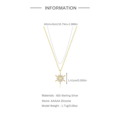 Gold necklace with star-shaped pendant on a white background