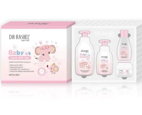 Dr. Rashel baby care product set with packaging on a white background