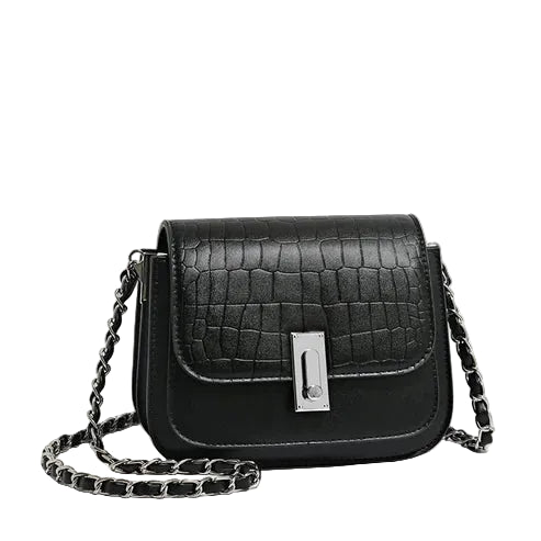Black Crocodile Pattern Shoulder Bag