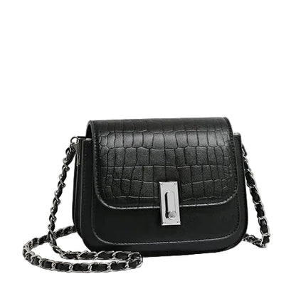 Black Crocodile Pattern Shoulder Bag