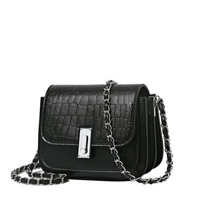 Black Crocodile Pattern Shoulder Bag