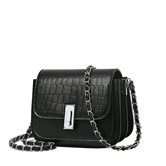 Black Crocodile Pattern Shoulder Bag
