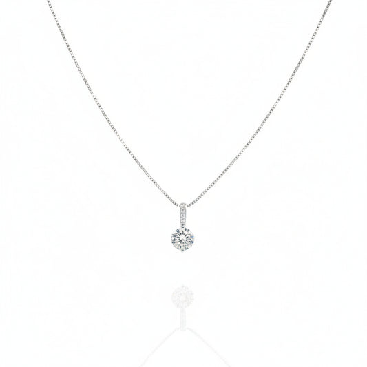 S925 Sterling Silver Solitaire Necklace