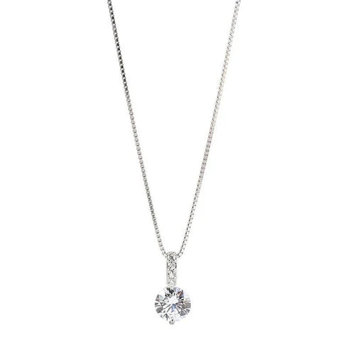 S925 Sterling Silver Solitaire Necklace